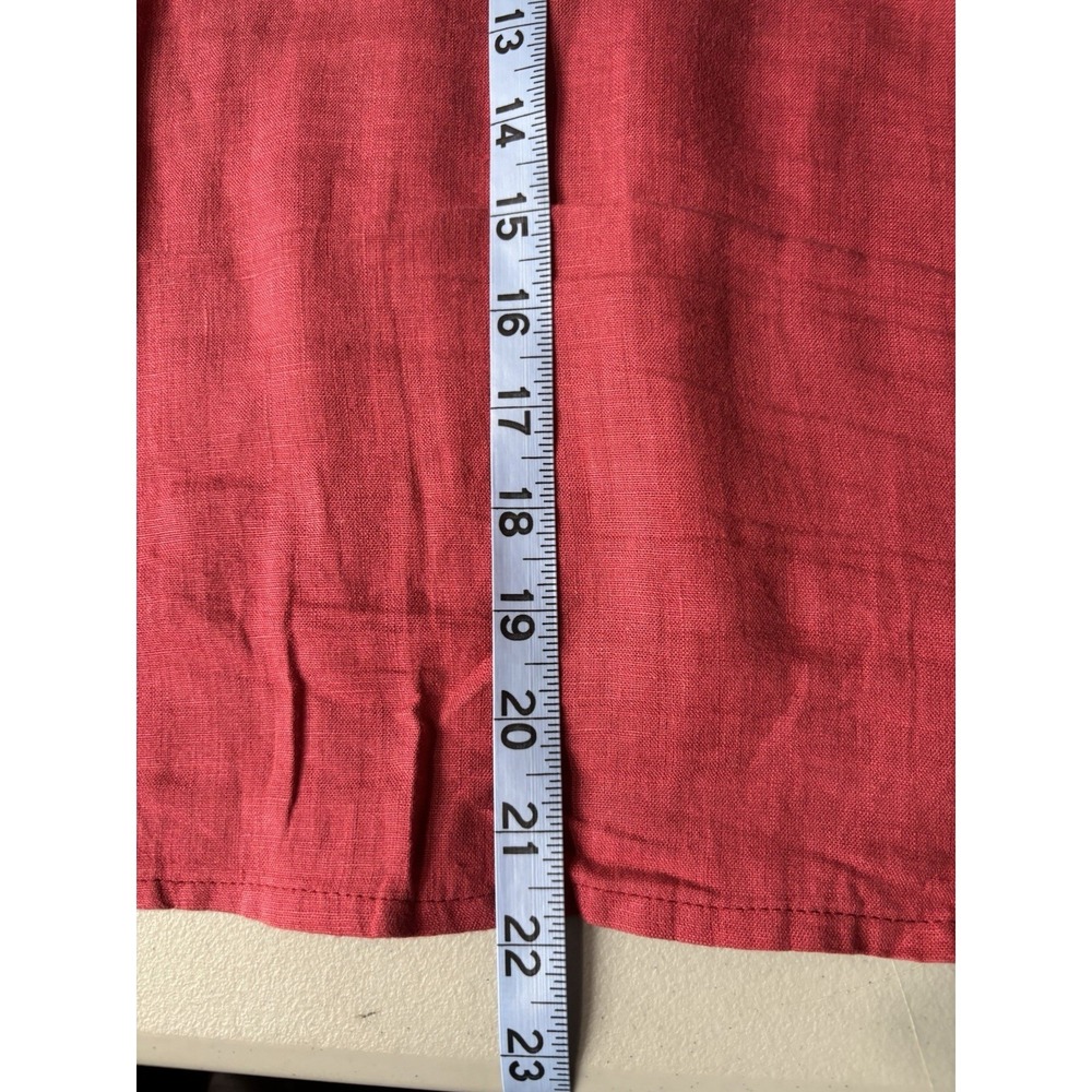 FLAX Linen 2-piece M Collared Corozo Buttons Solid Red Long Sleeve - Picture 10 of 11
